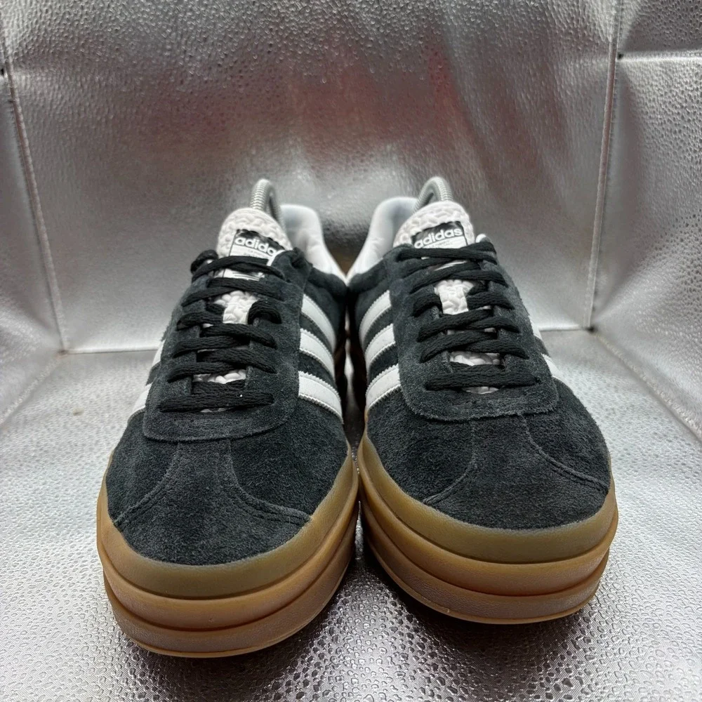 Size 8 Adidas Gazelle Bold Core Black White Gum Low Top Athletic Sneakers IE0876
